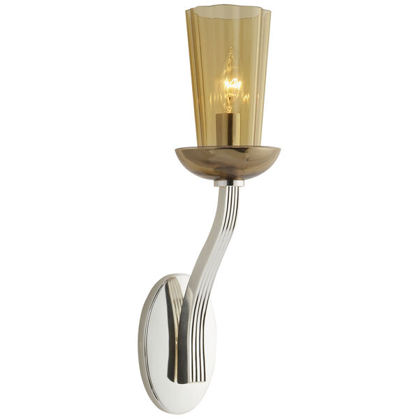 All Aglow Sconce in Soft Silver with Amber Glass by Barbara Barry, image 1