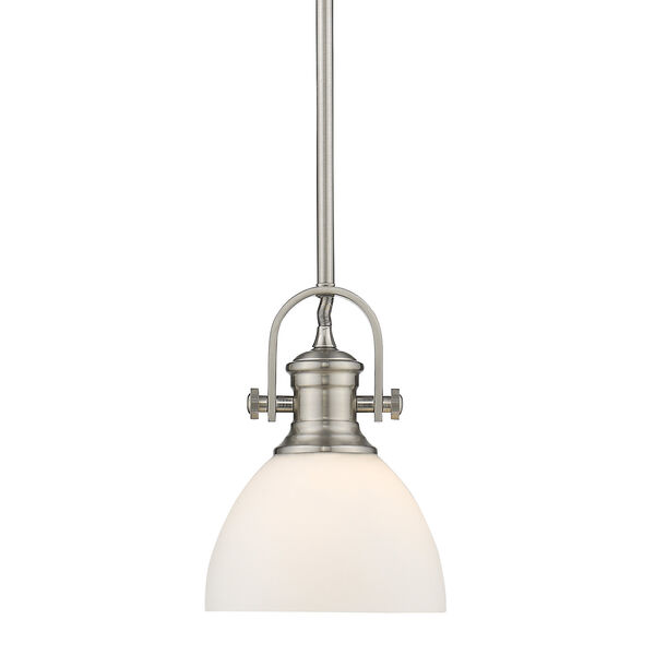 Hines Pewter Six-Inch One-Light Mini Pendant with Opal Glass, image 1