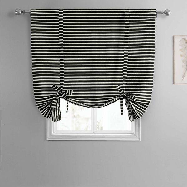 Chic Silver And Black Hand Weaved Cotton Tie-Up Window Shade Single Panel, image 3