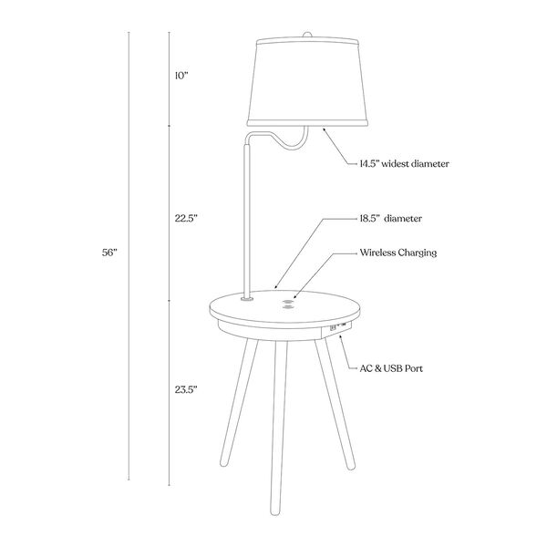 Owen Brown LED Floor Lamp with Table, image 6