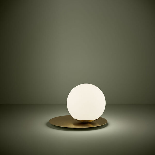 Arenales Brushed Brass One-Light Table Lamp with White Opal Glass, image 2