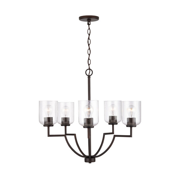 HomePlace Carter Bronze Five-Light Chandelier with Clear Seeded Glass, image 5