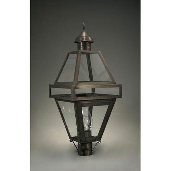 Boston Dark Brass One-Light Outdoor Post Light with Clear Glass, image 1