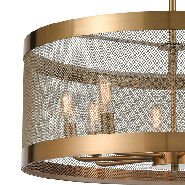 Line in the Sand Satin Brass and Antique Silver Eight-Light Chandelier, image 3