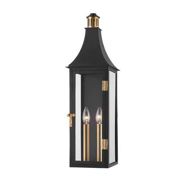 Wes Patina Brass Black Two-Light Outdoor Wall Sconce, image 1