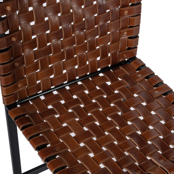 Urban Brown Woven Leather Side Chair, image 4