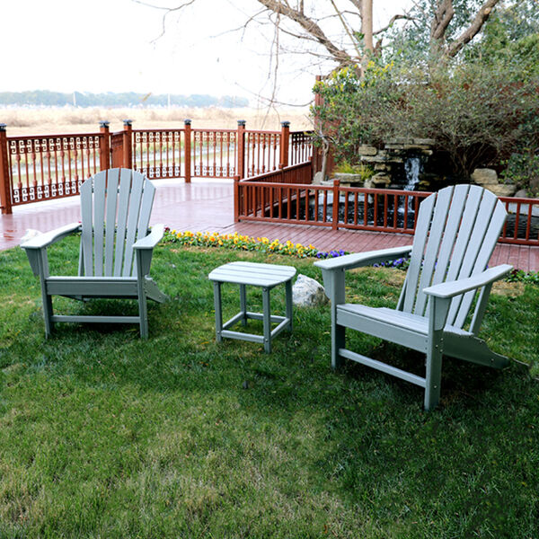 BellaGreen Gray Recycled Adirondack Set, Two Chairs with One Table, image 1