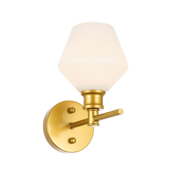 Gene Brass Six-Inch One-Light Bath Vanity with Frosted White Glass, image 6