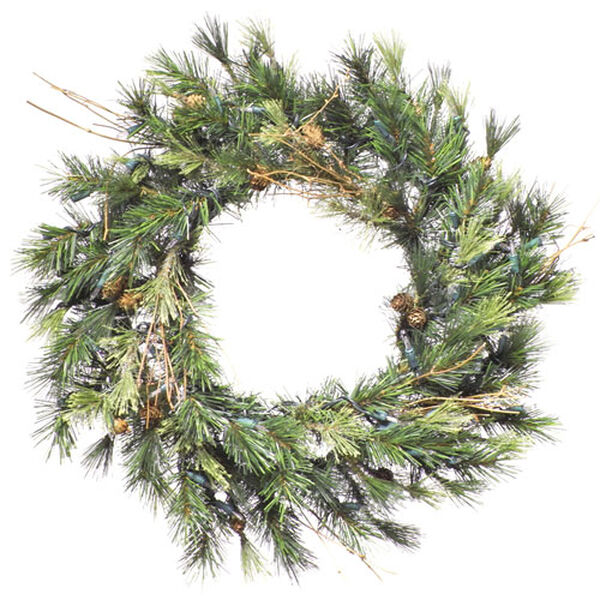 Green Mixed Country Pine Wreath 20-inch, image 1