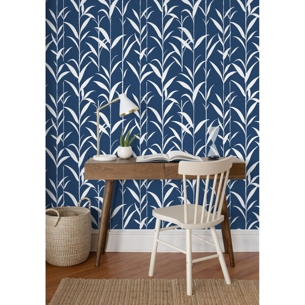 NextWall Blue Bamboo Leaves Peel and Stick Wallpaper, image 3