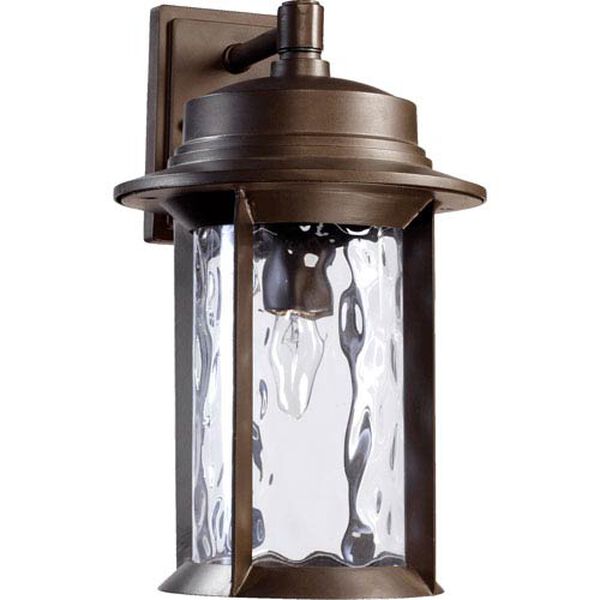 Charter Oiled Bronze One Light Outdoor Wall Lantern with Clear Hammered Glass, image 1