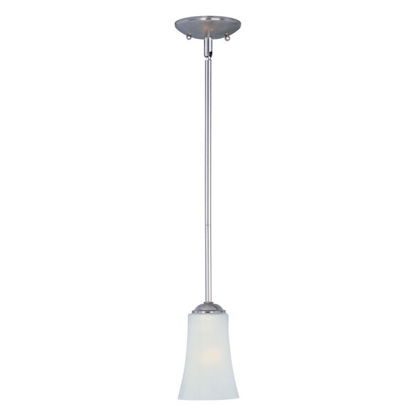 Logan Satin Nickel One Light Mini Pendant with Frosted Glass Shade, image 1