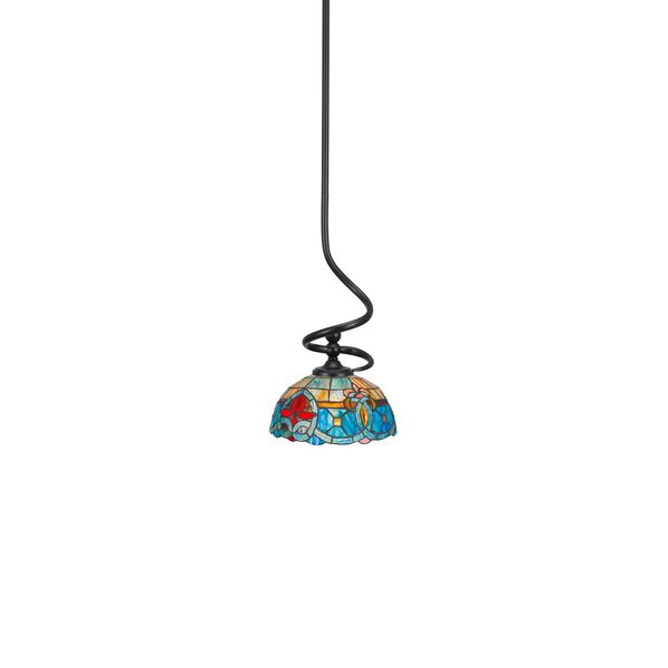 Capri Matte Black One-Light Pendant with Sierra Art Glass, image 1
