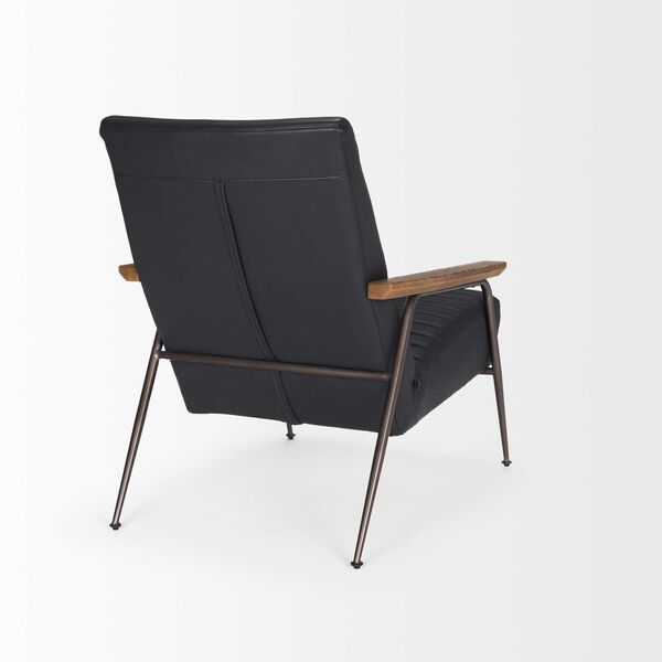 Grosjean Black Leather With Black Metal Frame Accent Chair, image 6