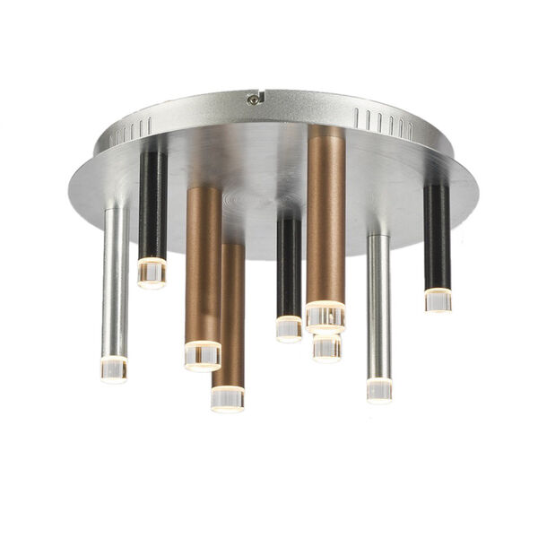 Galiano Black, Copper and Satin Aluminum Nine-Light LED Flush Mount, image 1