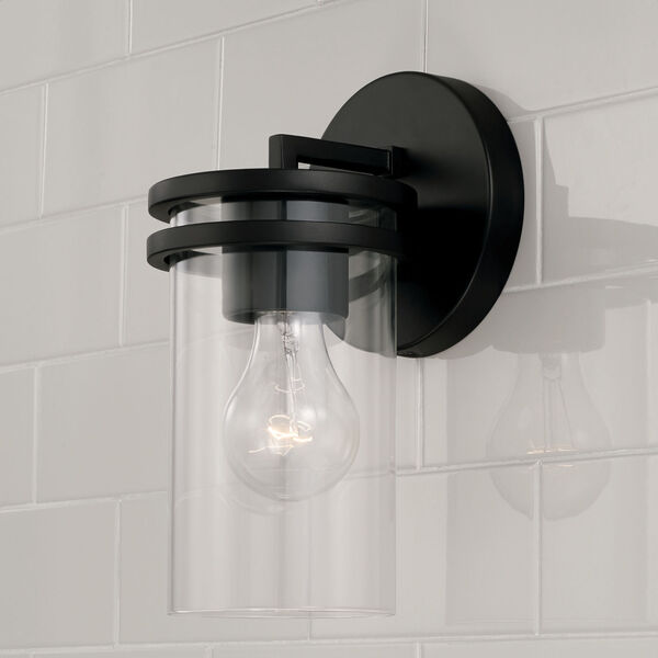 Fuller Matte Black One-Light Sconce with Clear Glass, image 3