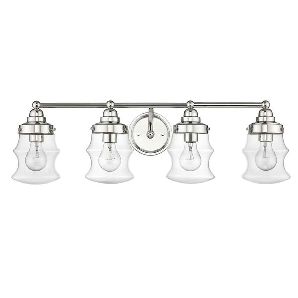 Keal Polished Nickel Four-Light Bath Vanity with Clear Glass, image 1