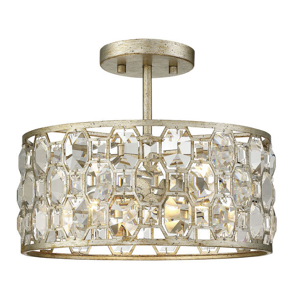 Vivian Silver Gold Two-Light Semi Flush Mount with Crystal Accents, image 1