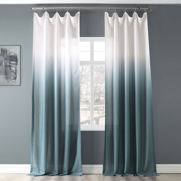 Ombre Faux Linen Semi Sheer Curtain Single Panel, image 2