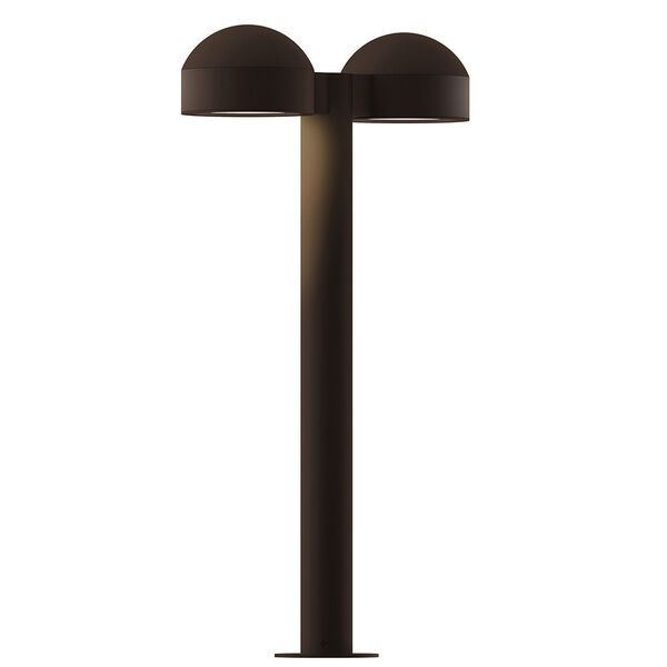 Inside-Out REALS Textured Bronze 22-Inch LED Double Bollard with Plate Lens and Dome Cap with Frosted White Lens, image 1