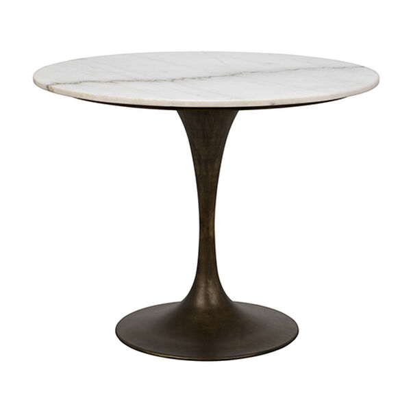 Laredo Aged Brass 36-Inch Table with White Marble Top, image 1