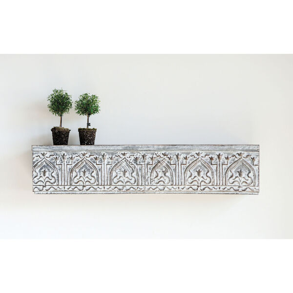 Chateau White and Grey Decorative Metal Wall Shelf, image 1