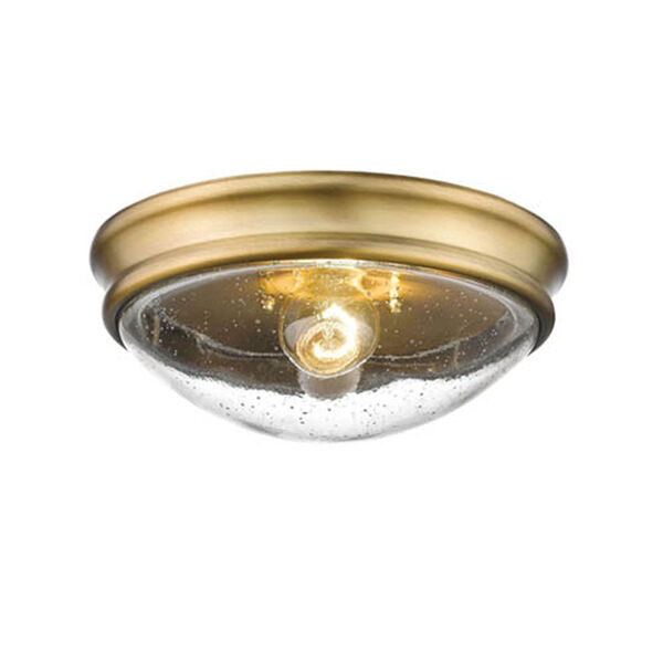 Heirloom Bronze One-Light Flush Mount with Clear Seeded Glass, image 1