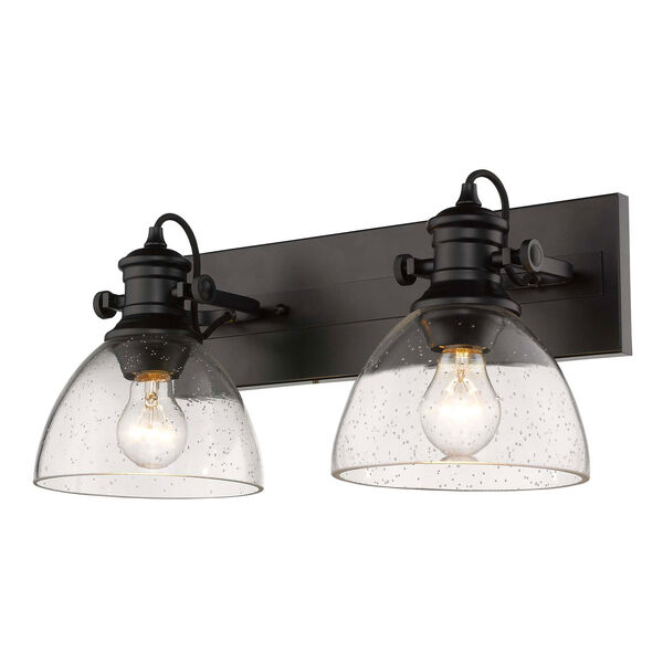 Hines Black Two-Light Semi-Flush Mount With Seeded Glass, image 3
