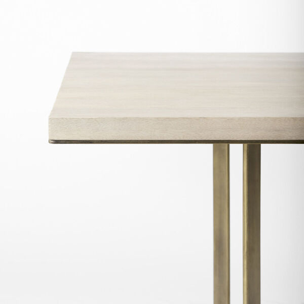 Faye I Light Brown and Gold X-Shaped Square Dining Table, image 4