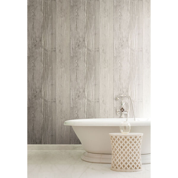 Welcome Home Dove Grey, Oyster and Taupe Wide Wooden Planks Wallpaper, image 4