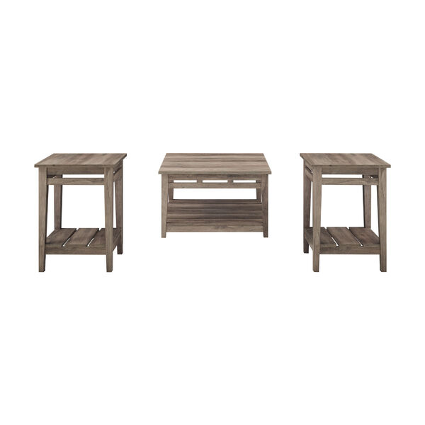 Grey Wash Square Coffee Table and Side Table Set, 3-Piece, image 2