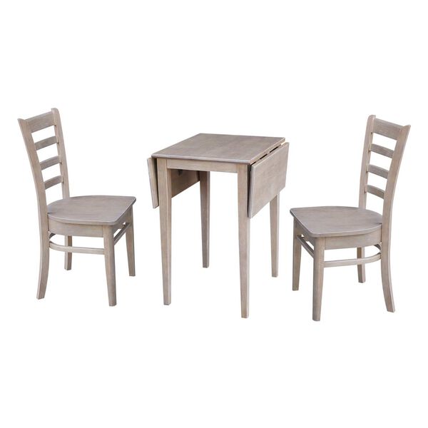 Washed Gray Taupe Small Dual Drop Leaf Table with Chairs, 3-Piece, image 3