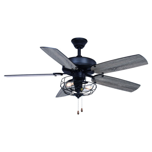 Reed Matte Black Two-Light Ceiling Fan, image 1