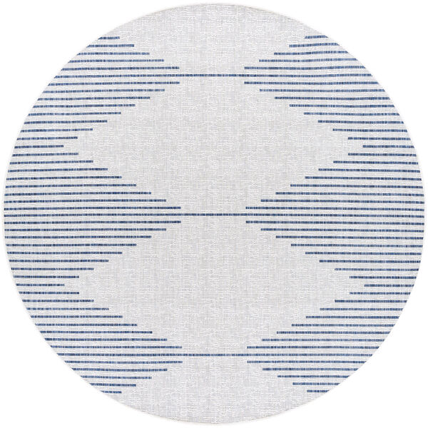 Eagean Bright Blue and White Round: 7 Ft. 10 In. Indoor and Outdoor Rug, image 1