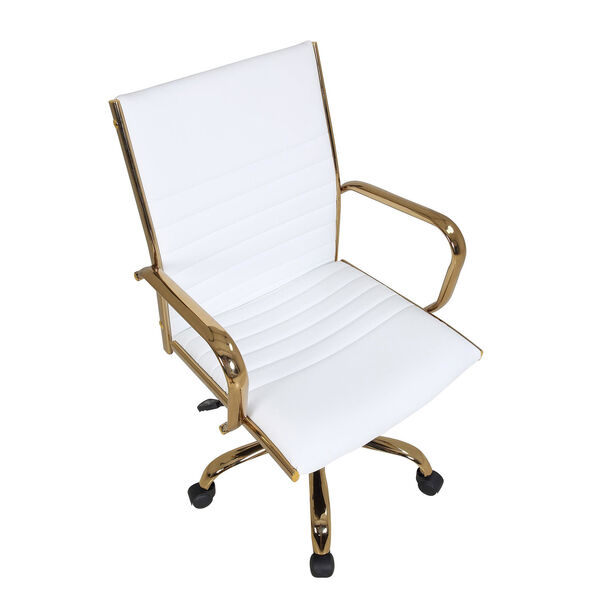 Master Gold and White Faux Leather Office Chair, image 6
