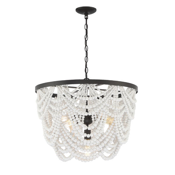 Isabella Grecian White and Oil Rubbed Bronze Five-Light Chandelier, image 3