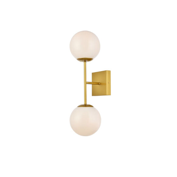 Neri Brass and White Two-Light Bath Vanity, image 3