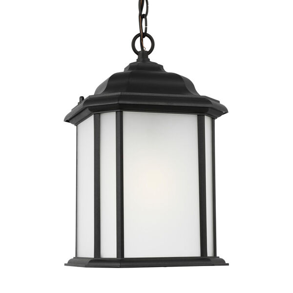 Kent Black One-Light Outdoor Pendant with Satin Etched Shade, image 2