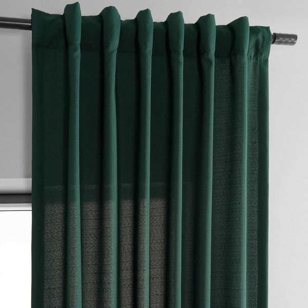 Deep Green Dobby Linen 84-Inch Curtain Single Panel, image 6