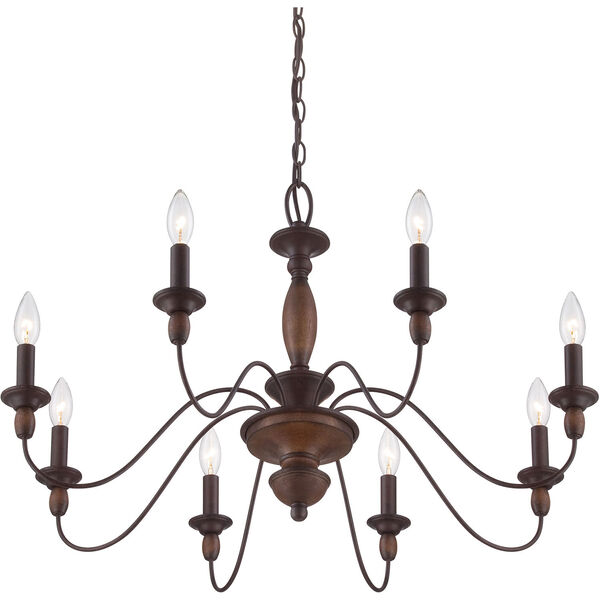 Evelyn Rust with Wood Eight-Light Chandelier, image 3