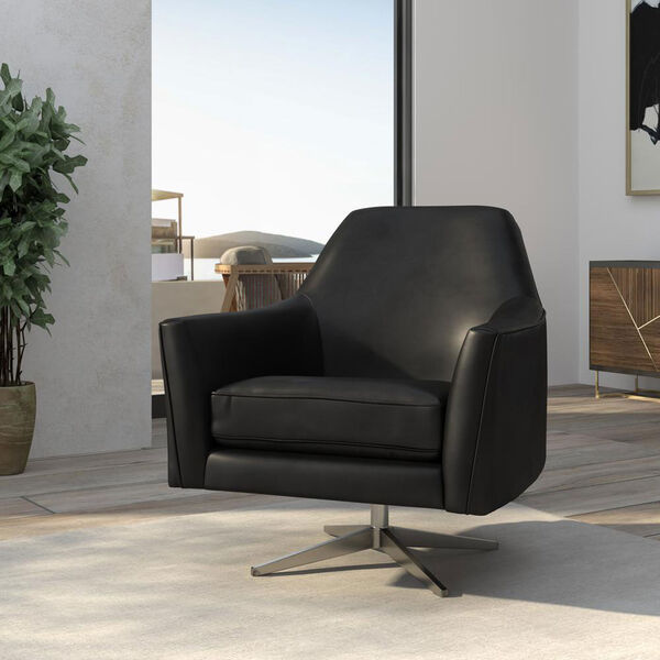 Phoenix Black Leather Gel Swivel Armchair, image 1