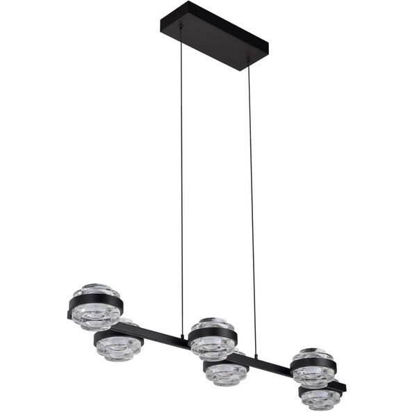 Milano Black Adjustable Six-Light Integrated LED Island Chandelier, image 1
