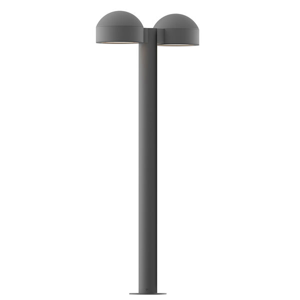 Inside-Out REALS Textured Gray 28-Inch LED Double Bollard with Plate Lens and Dome Cap with Frosted White Lens, image 1