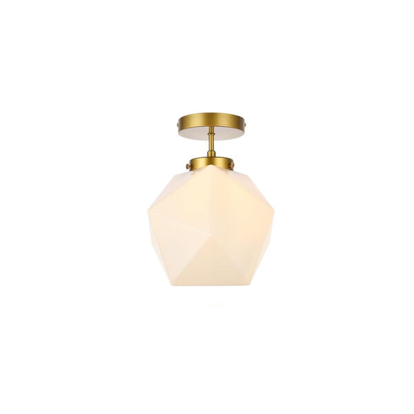 Lawrence Brass and White One-Light Semi-Flush Mount, image 3