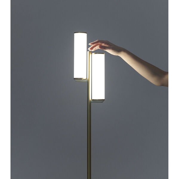 Gemini Brass Two-Light Integrated LED Floor Lamp, image 6