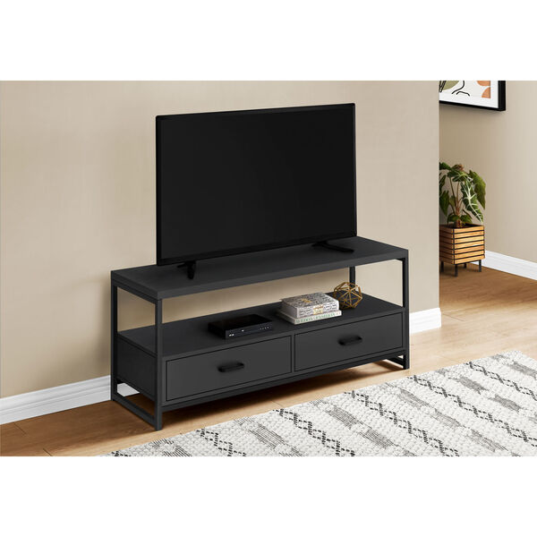 Black TV Stand with Two Drawers, image 2