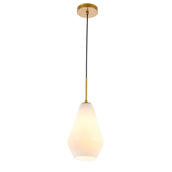 Gene Brass Seven-Inch One-Light Mini Pendant with Frosted White Glass, image 6