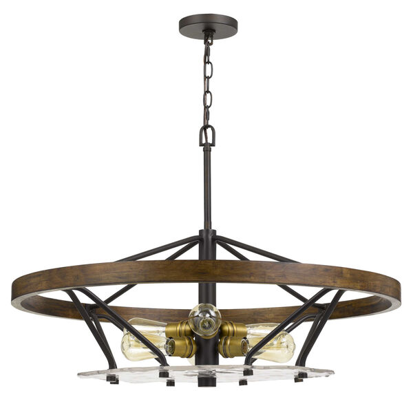 Sherrill Bronze and Natural Six-Light Chandelier, image 1