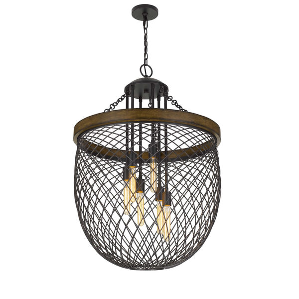 Marion Bronze and Natural Six-Light Chandelier, image 3