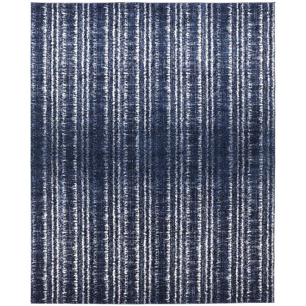 Remmy Blue Black Ivory Rectangular 4 Ft. 3 In. x 6 Ft. 3 In. Area Rug, image 1